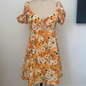 Floral cutout peasant dress